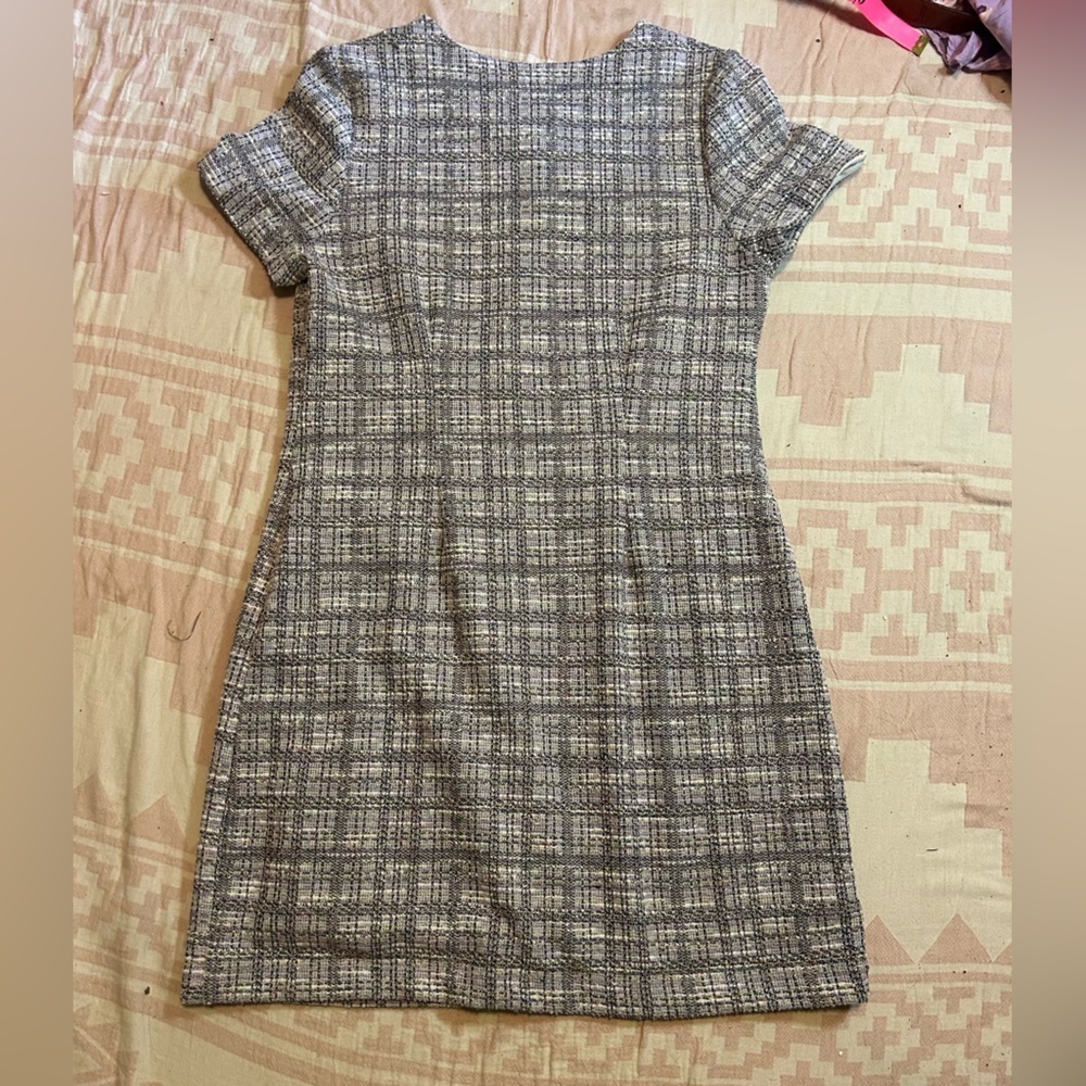 Monteau Los Angeles Tweed Mini Dress Size L Pearl Button Bouclé Dress - Picture 6 of 6